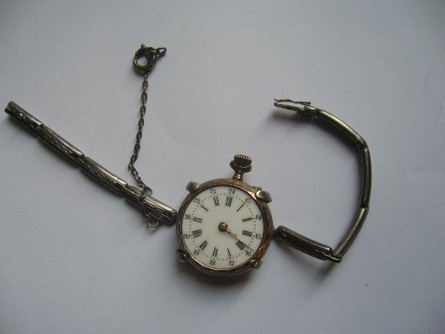 ANTIEK HORLOGE  ZILVER 800 JAREN 1900-1930 LEES TEKST, Sieraden, Tassen en Uiterlijk, Horloges | Antiek, Verzenden, Staal, Overige merken