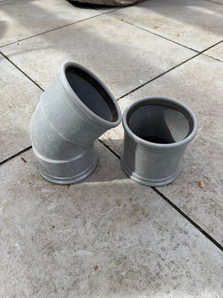 Riolering PVC 125 mm bocht en schuifmof, Ophalen, Bochten, Gebruikt, Pvc