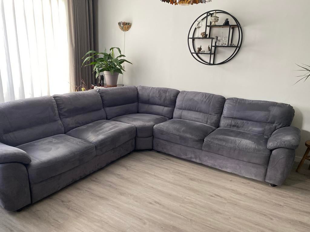 Grijze hoekbank, Huis en Inrichting, Ophalen, Gebruikt, 100 tot 125 cm, Hoekbank