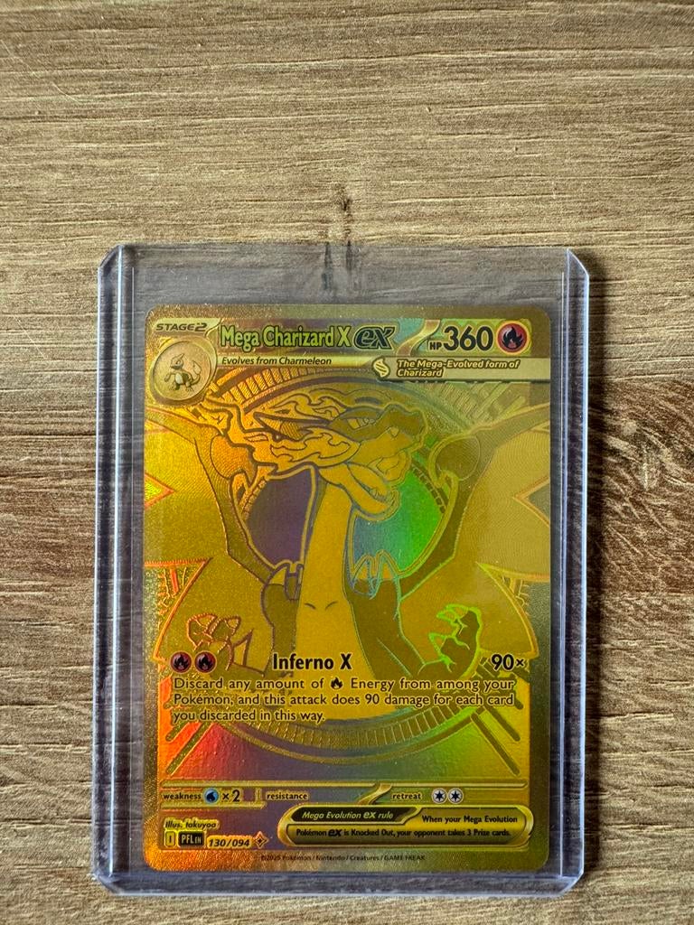 Mega charizard x ex #130, Ophalen, Zo goed als nieuw, Losse kaart