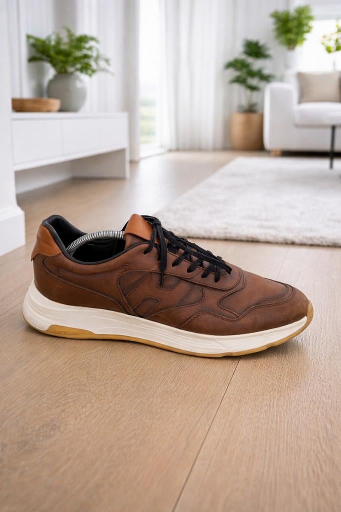 Hogan heren sneakers bruin leer maat 7,5 / 41, Kleding | Heren, Schoenen, Ophalen of Verzenden