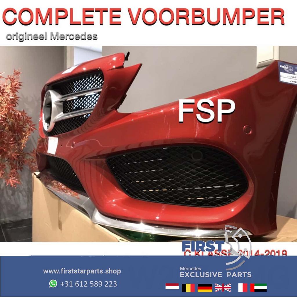 W205 C205 S205 AMG VOORBUMPER COMPLEET ROOD Mercedes C Klass, Gebruikt, -, Voor, Ophalen of Verzenden