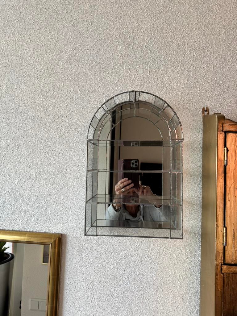 Glas/spiegel/lood vitrine kastje, Ophalen, Gebruikt