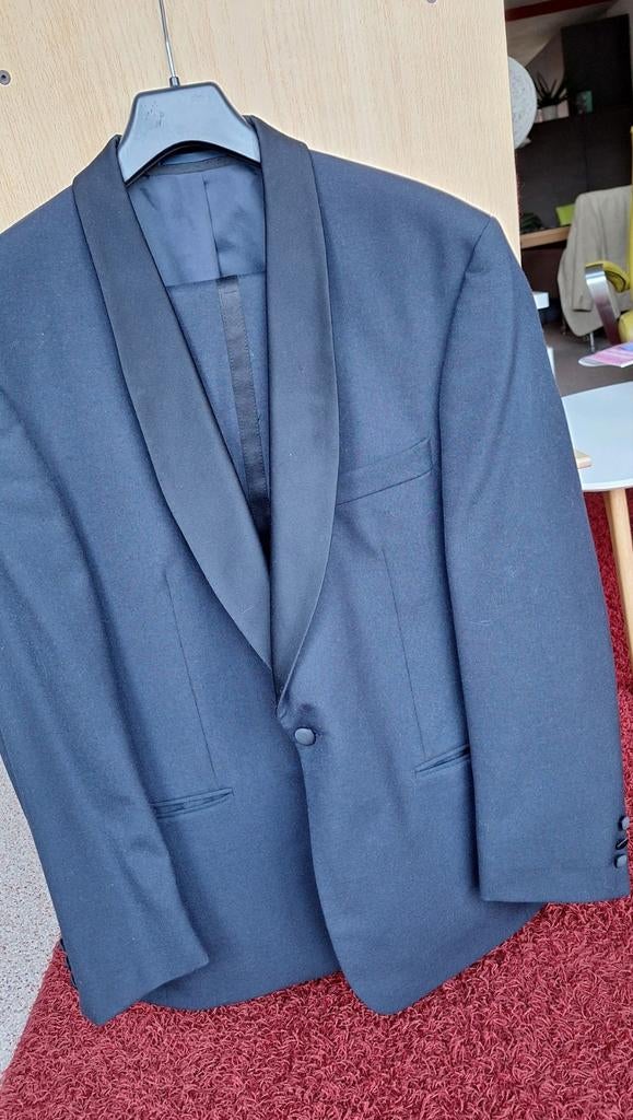 Donkerblauwe smoking, maat 50, Ophalen, Zo goed als nieuw, Maat 48/50 (M), Zwart