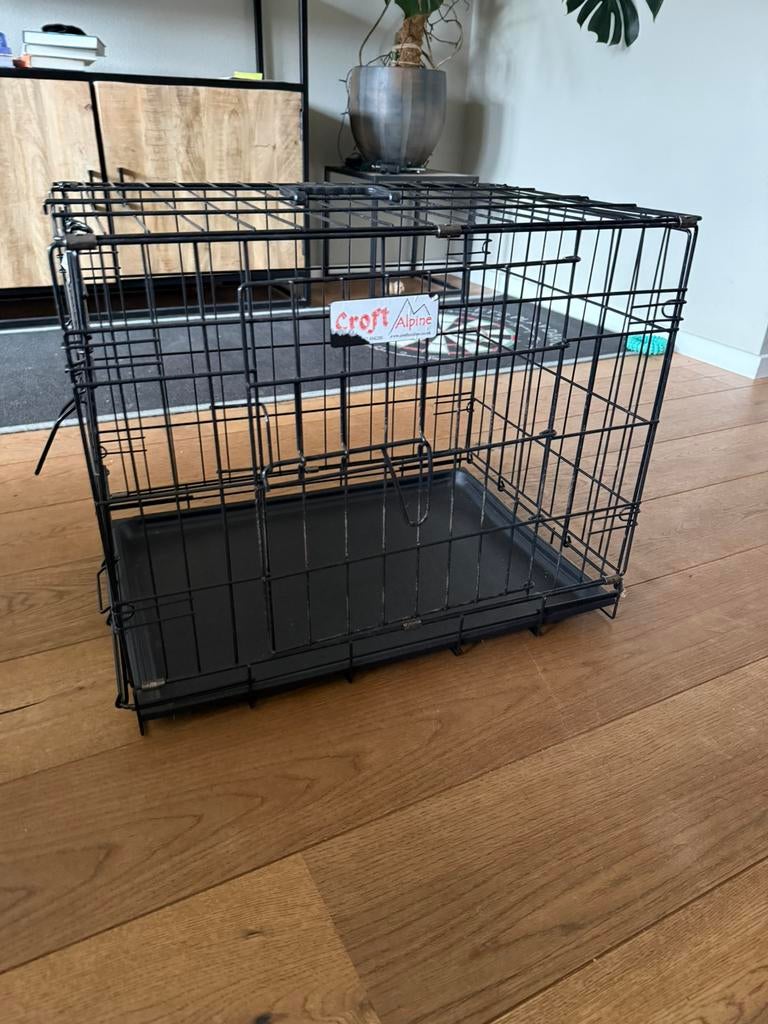 Puppy hondenbench zwart metaal, Dieren en Toebehoren, Ophalen of Verzenden, Gebruikt