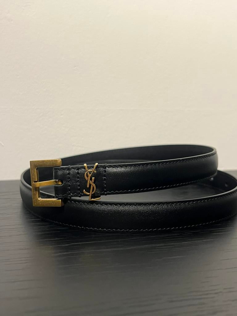 YSL Cassandre riem zwart, 75cm-2cm, Minder dan 3 cm, Tailleriem, Ophalen of Verzenden, Zo goed als nieuw