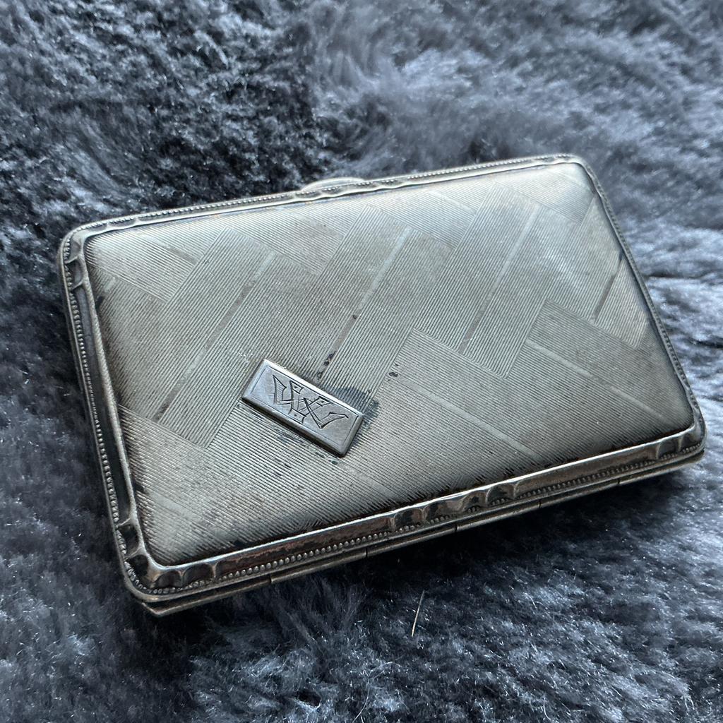 Antieke  sigarettendoosje met patroon, Ophalen of Verzenden, Zilver