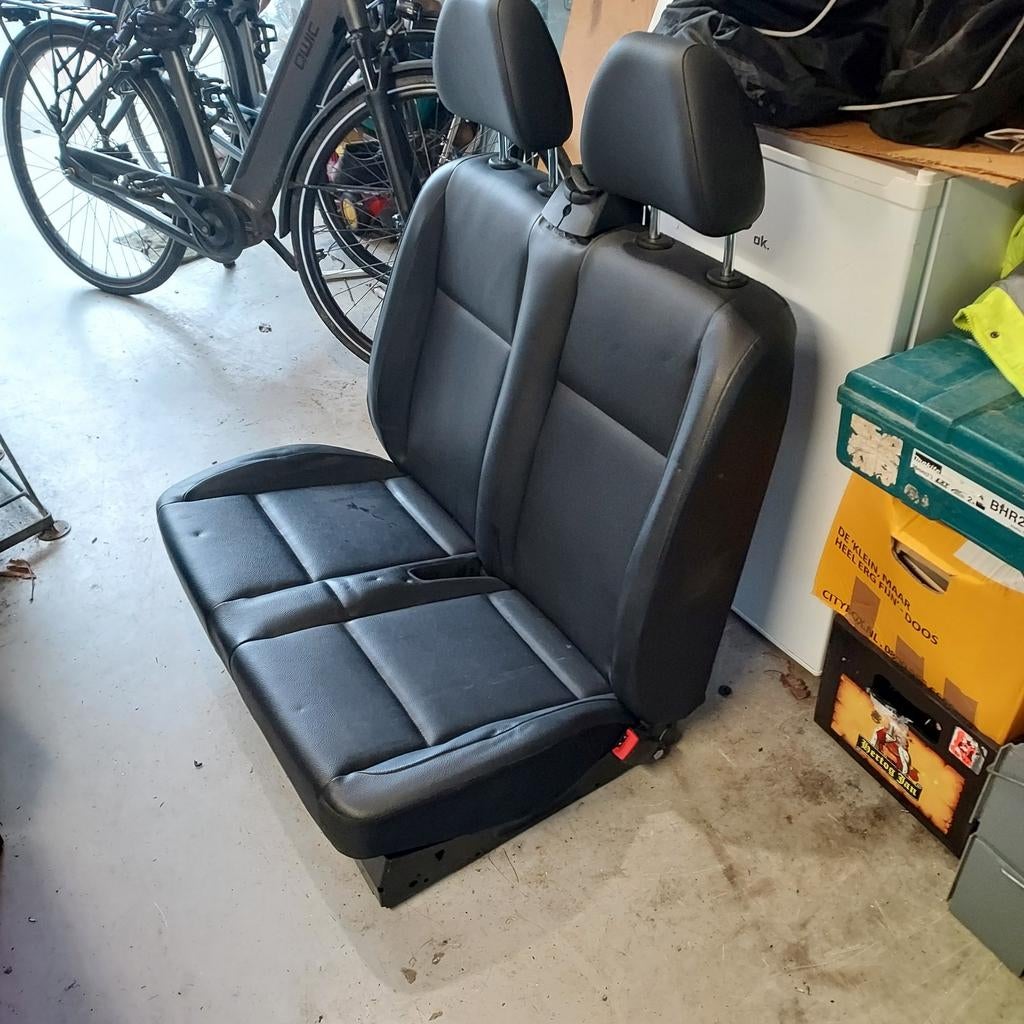 Voorbank Mercedes Vito - Zwart Lederen Dubbele Bank, Auto-onderdelen, Interieur en Bekleding, Ophalen, Gebruikt, Mercedes-Benz