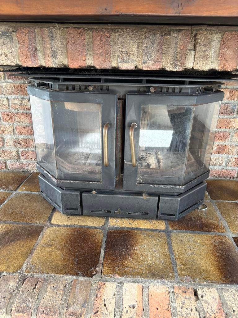 Inzethaard met dubbele deuren, Ophalen of Verzenden, Gebruikt, Inzethaard, Houthaard