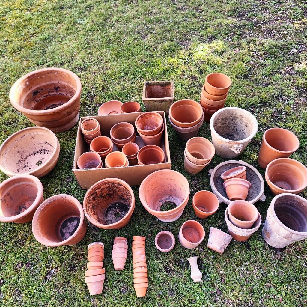 terracotta bloempotten, Tuin en Terras, Bloempotten, Ophalen, Gebruikt, Rond, Minder dan 40 cm