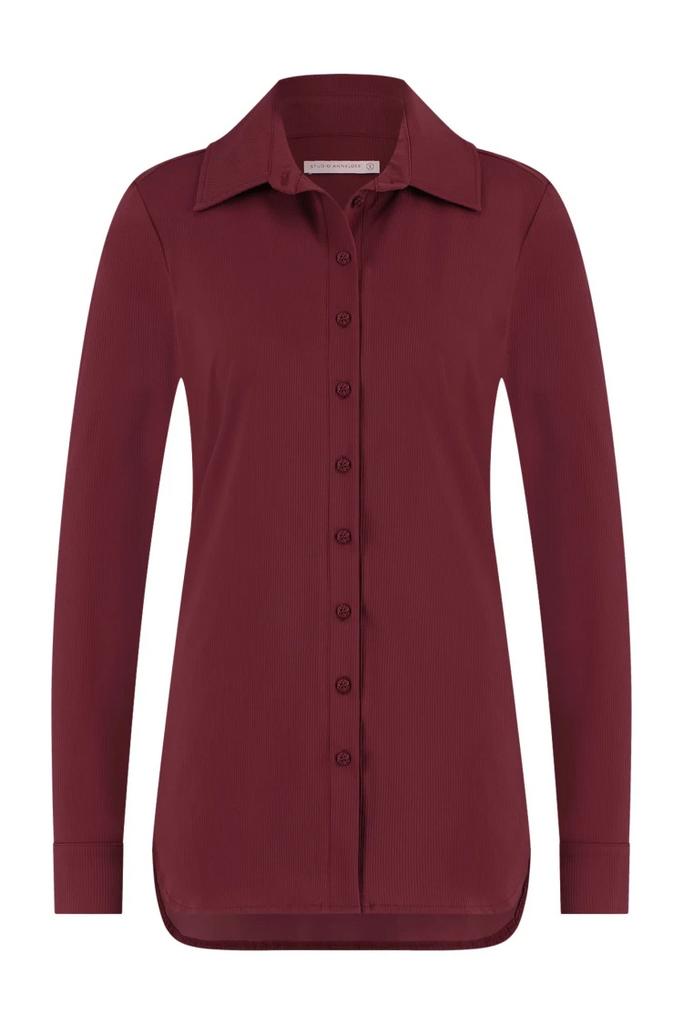 Studio anneloes poppy rib blouse M bordeaux travelstof, Maat 38/40 (M), Ophalen of Verzenden, Zo goed als nieuw, Rood