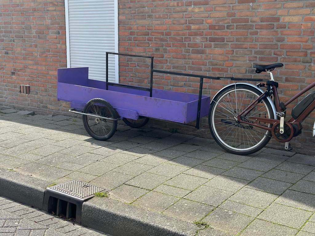Stevige paarse fietskar voor bagage, Fietsen en Brommers, Fietsaccessoires | Aanhangers en Karren, Gebruikt, Bagagekar, 40 tot 60 kg