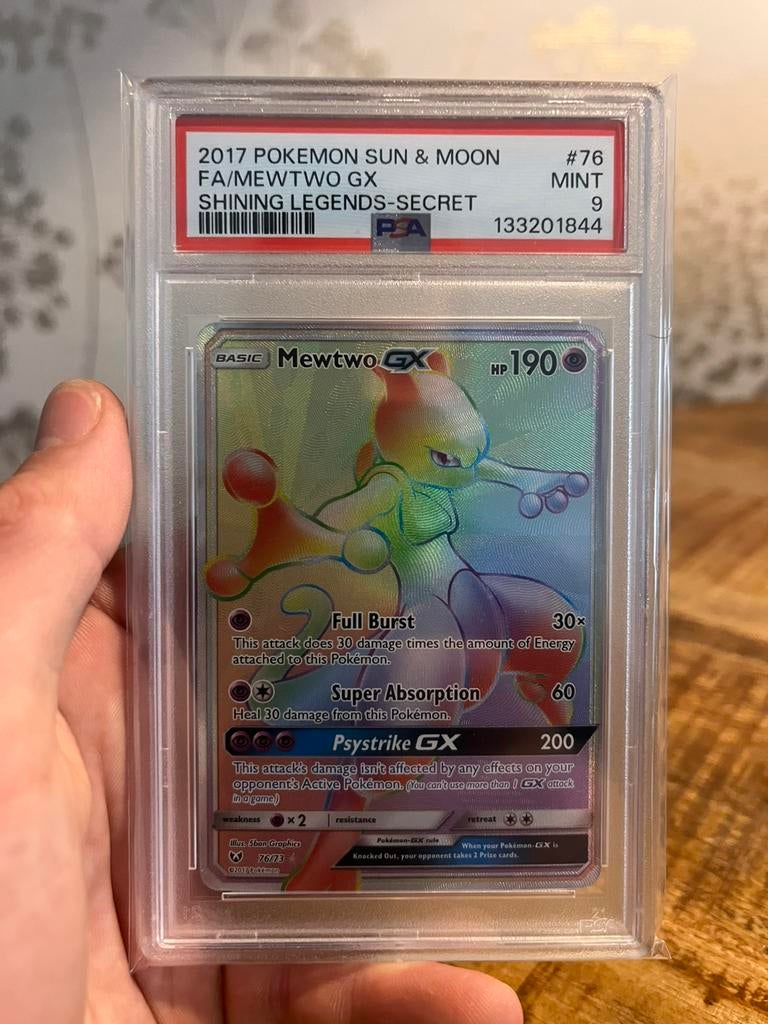 Pokemon TCG - Mewtwo GX #76 PSA 9 (Shining Legends), Ophalen of Verzenden, Nieuw, Losse kaart, Foil