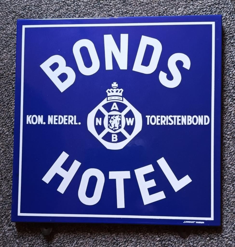 Emaille bord anwb bonds hotel langcat bussum, Verzamelen, Ophalen of Verzenden, Gebruikt, Reclamebord