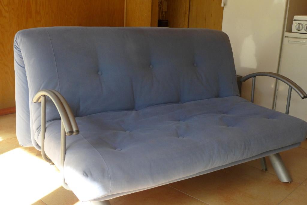 slaapbank, Ophalen, Gebruikt, Blauw, Tweepersoons