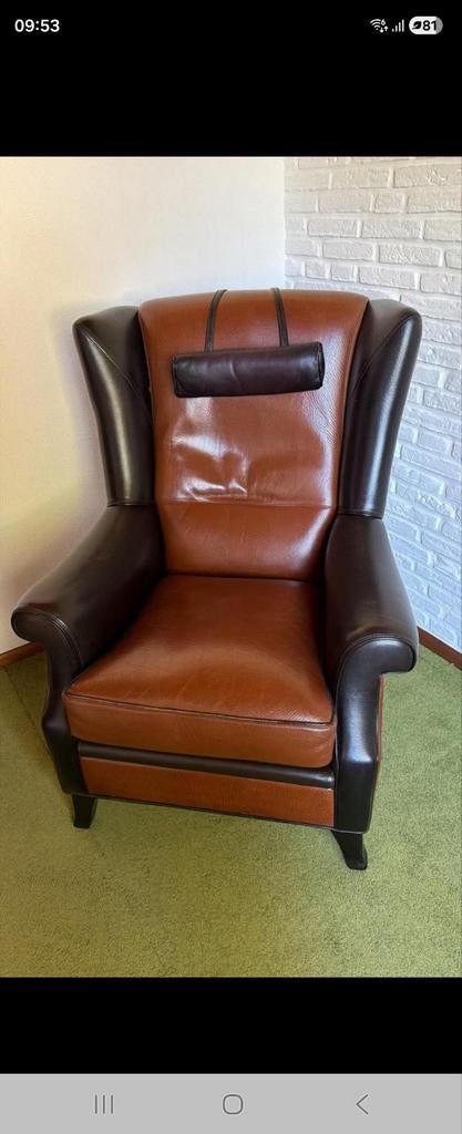 Mol & Geurts Oorfauteuil Leer - Klassiek Engels Design, Ophalen of Verzenden