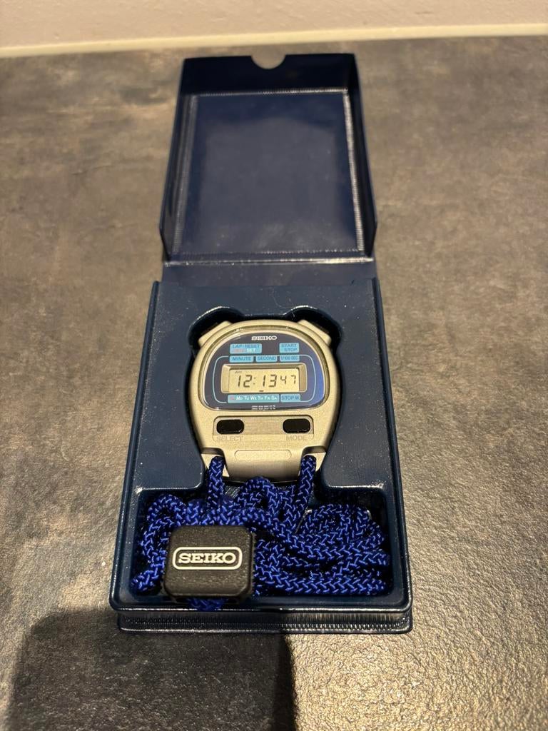 Seiko Stopwatch - vintage inclusief originele doos, Ophalen of Verzenden, Zo goed als nieuw, Zwart, IOS