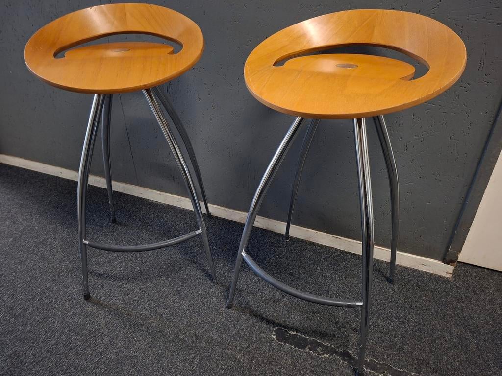 2 Originele Lyra barkrukken van Magis - Vintage Design, Gebruikt, Met voetsteun, 60 tot 90 cm, Ophalen of Verzenden