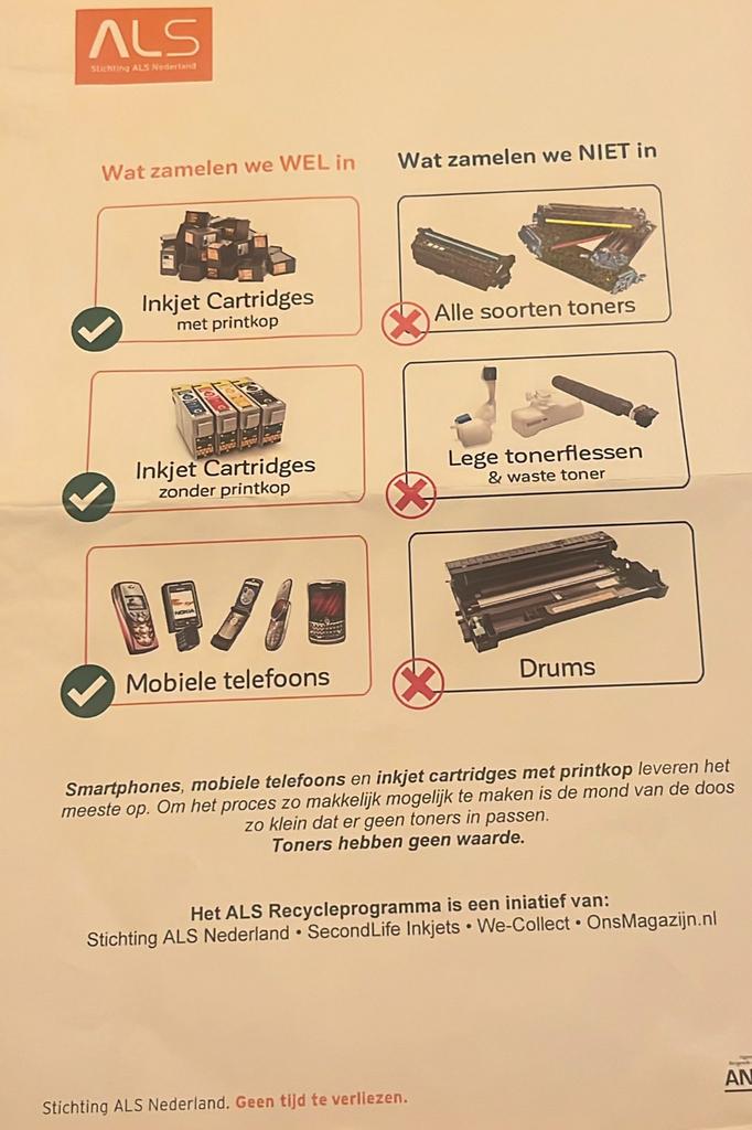 Gezocht lege inktcartridge en mobieletelefoons, doel: ALS, Computers en Software, Printers, Ophalen, Gebruikt