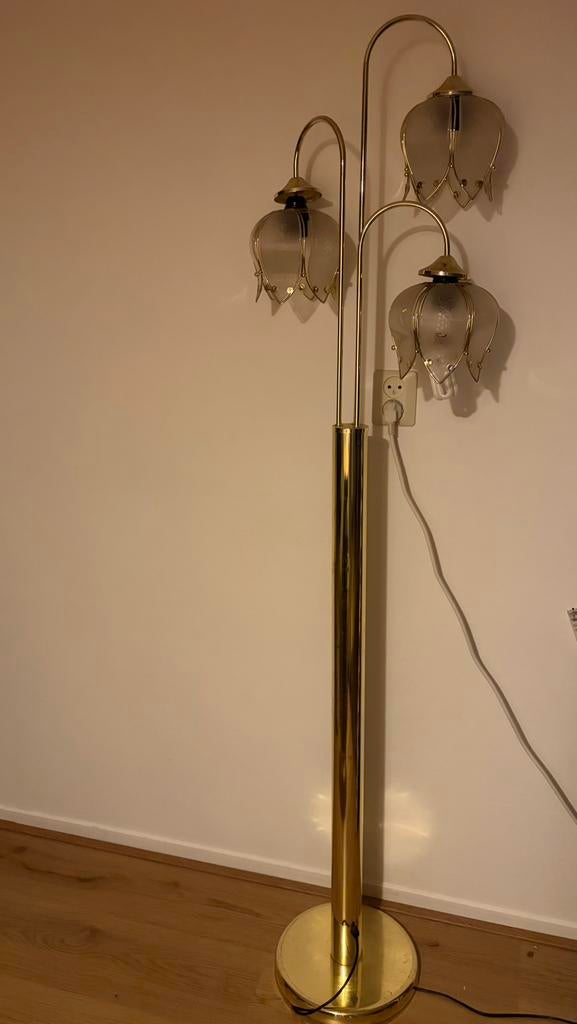 Mid Century Tulip Flower Floor Lamp, Hollywood Regency, Ophalen, Gebruikt, Glas, 150 tot 200 cm