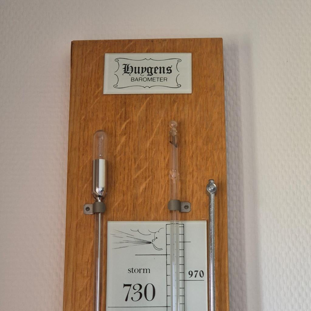 Huygens Barometer op houten plank, Ophalen, Zo goed als nieuw