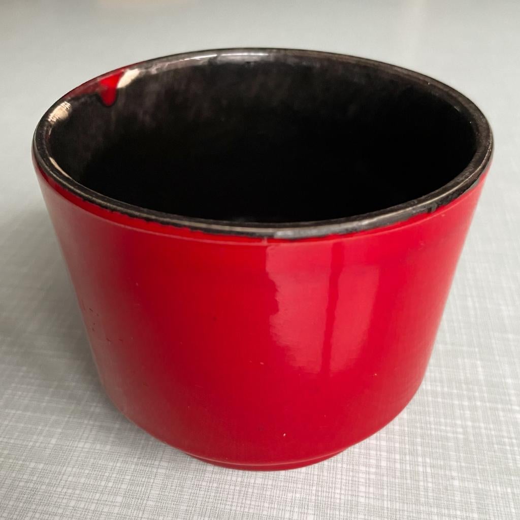 Vintage, midcentury, retro bloempot, rode plantenpot, Ophalen of Verzenden, Huis en Inrichting