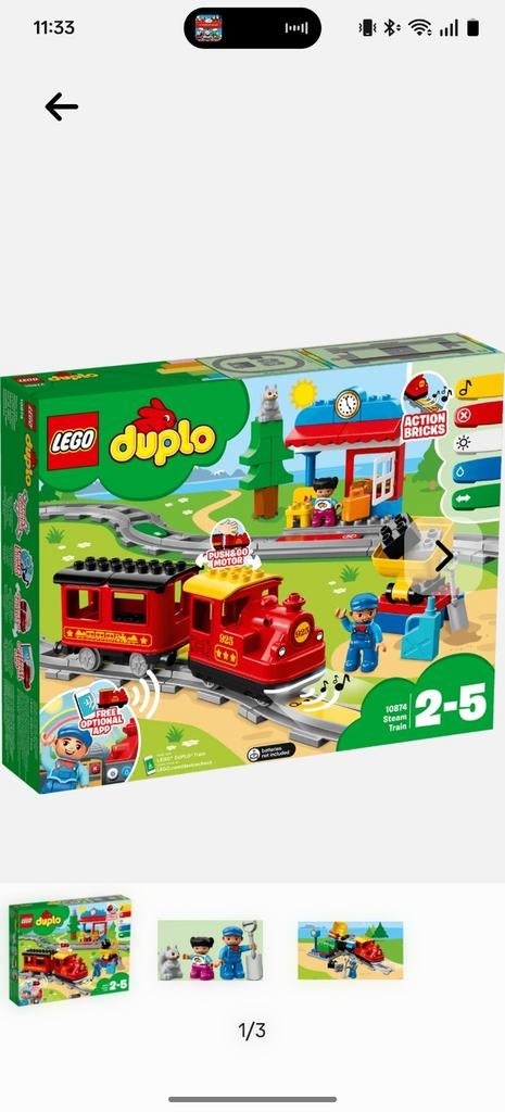 Duplo Stoomtrein 10874 - Zo goed als nieuw, Ophalen, Overige thema's, Zo goed als nieuw, Duplo