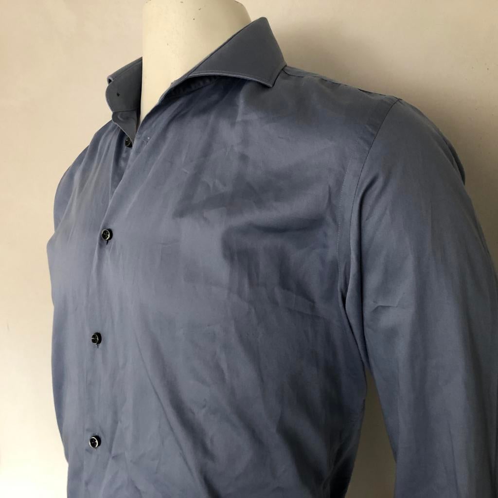 Gentiluomo overhemd / maat 43 slim fit - shine blue, Verzenden, Zo goed als nieuw, Blauw, Halswijdte 43/44 (XL)