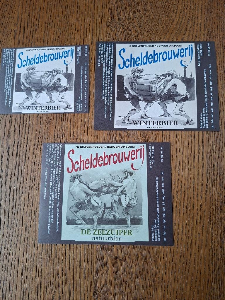 3 x bier etiket Scheldebrouwerij ongebruikt, Ophalen of Verzenden, Nieuw, Overige typen, Overige merken