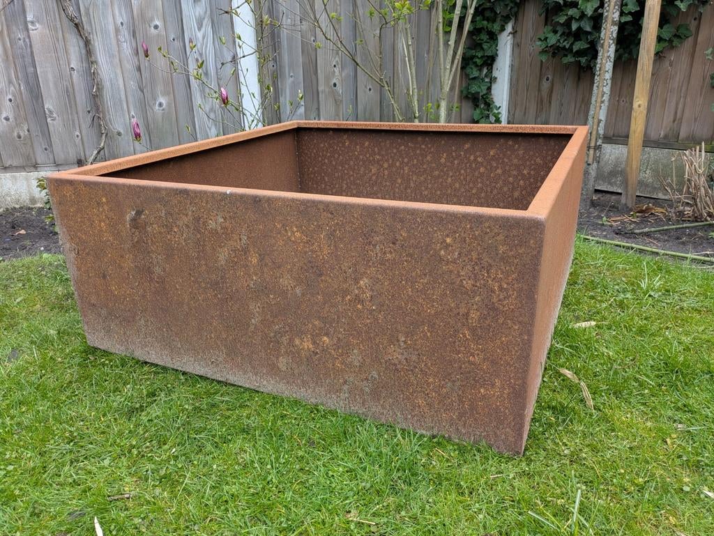 Cortenstaal bloembak 100x100x40, Ophalen, Gebruikt, 100 cm of meer, Vierkant
