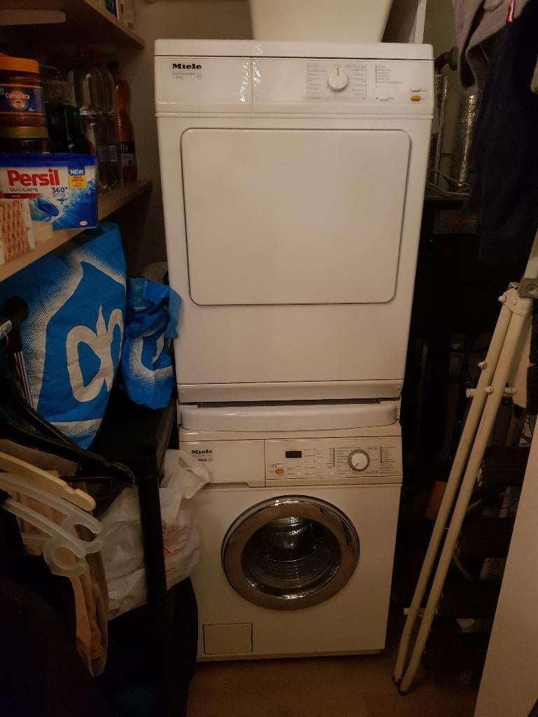 Miele wasmachine en droger, Witgoed en Apparatuur, Wasmachines, Gebruikt, 6 tot 8 kg, 85 tot 90 cm, 1200 tot 1600 toeren, Ophalen