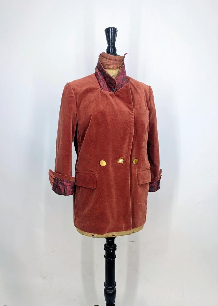 Vintage Fluweel Blazer Jaren '70/80, Kleding | Dames, Maat 38/40 (M), Bruin, Onbekend, Ophalen of Verzenden