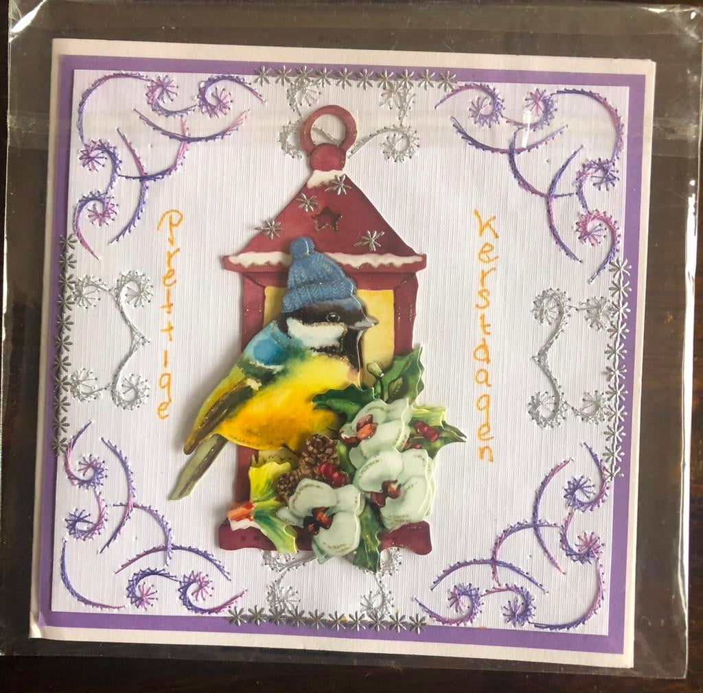 Nieuwe zelfgemaakte kerstkaart 3D en borduur, Ophalen of Verzenden