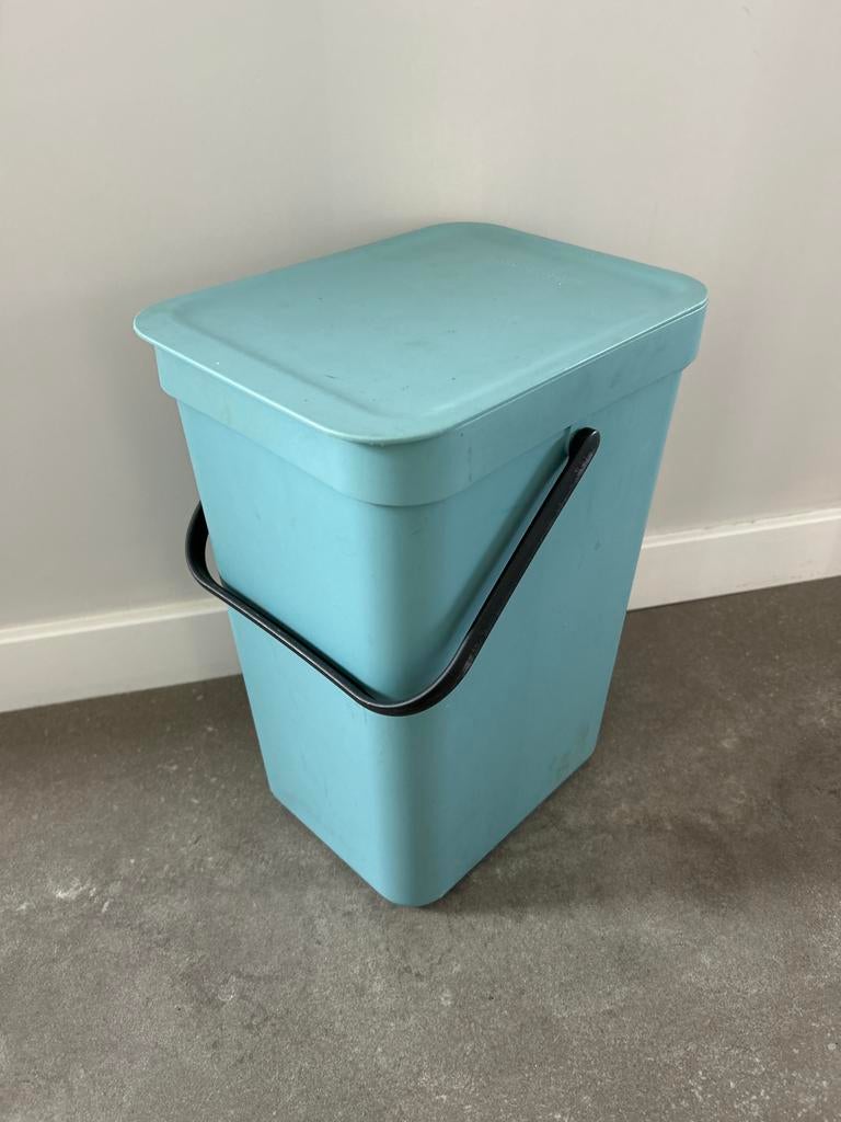 Brabantia Afvalemmer/Compostbak - Lichtblauw, Ophalen, Kunststof, 50 tot 75 cm, Zo goed als nieuw