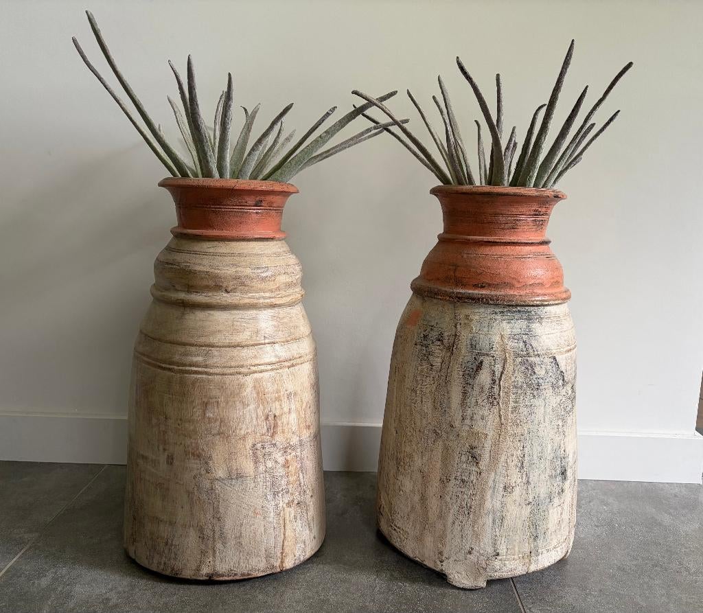 Nepalese waterkruiken hout, Ophalen, Overige materialen, Overige kleuren, Zo goed als nieuw