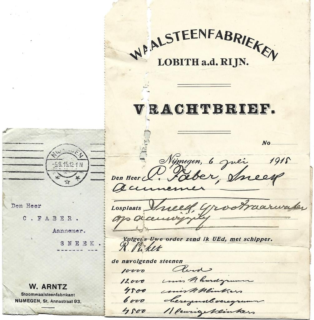 11x Binnenvaart vrachtbrief Schipper Beurtvaart Steenfabriek, Ophalen of Verzenden, Gebruikt, Motorboot, Overige typen