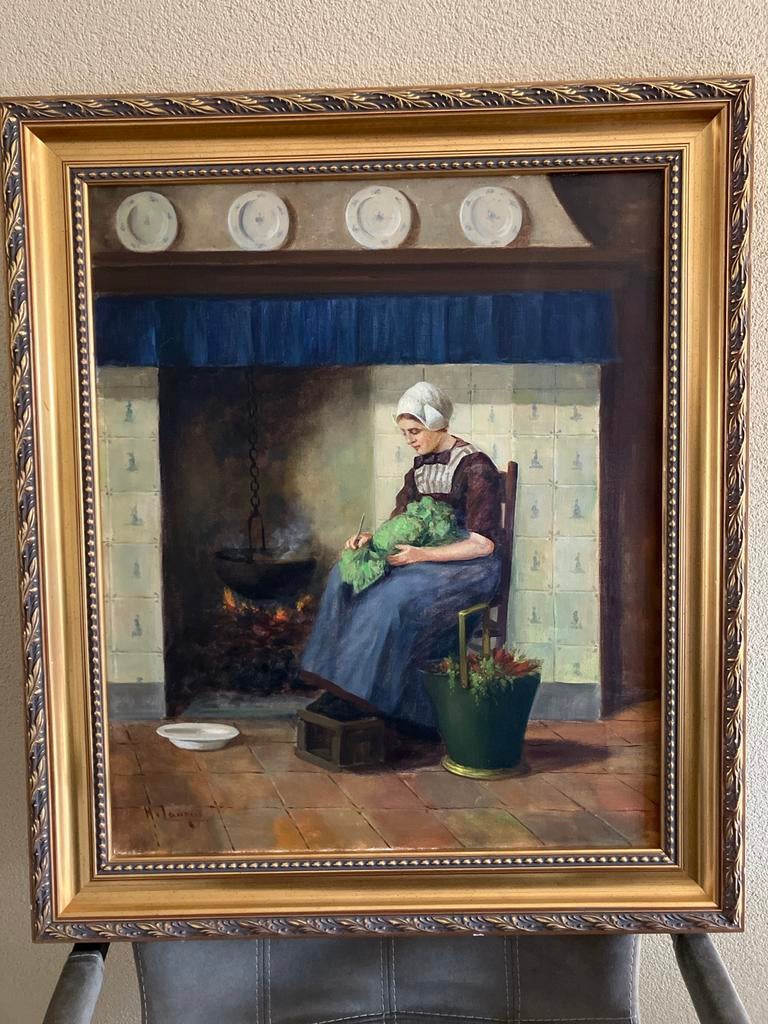 Schilderij "Vrouw bij schouw" - Hendrik van Langen, Ophalen