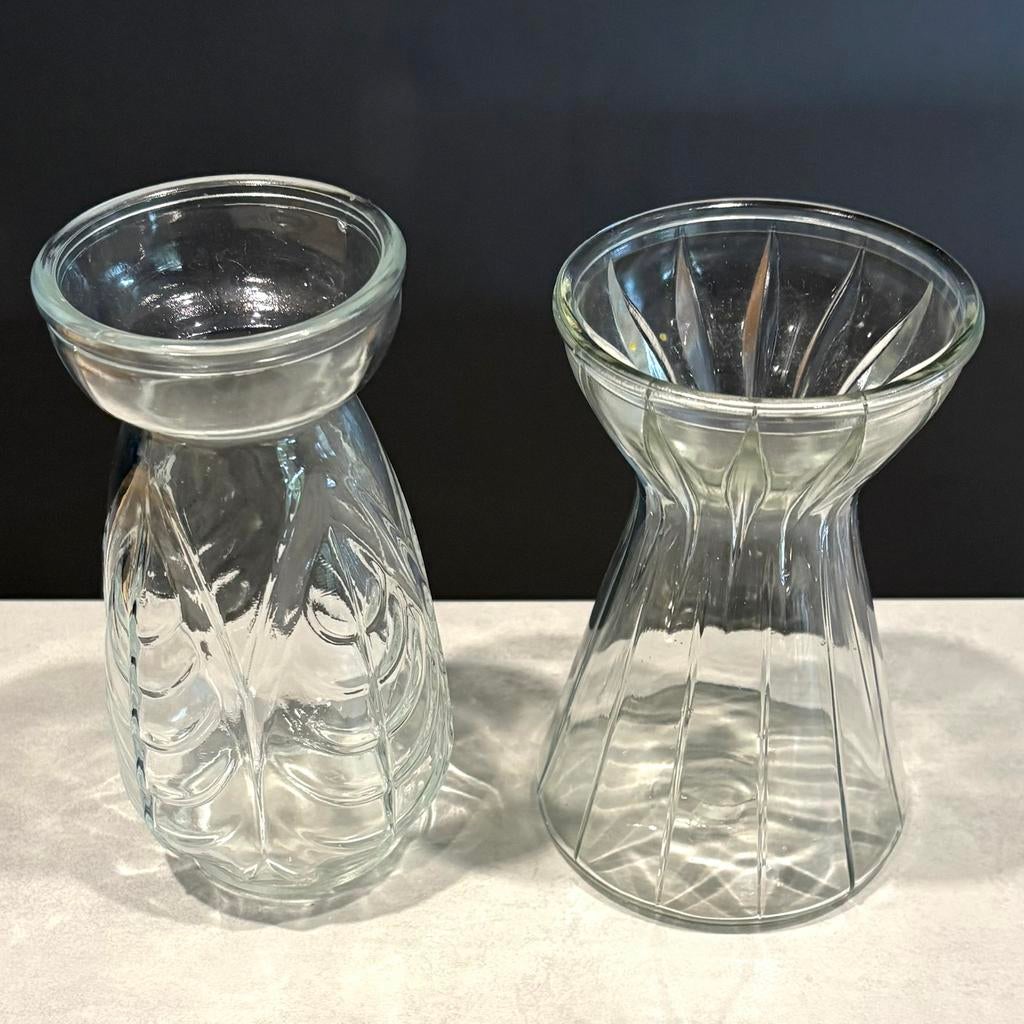 Twee vintage hyacintglazen, Overige kleuren, Ophalen of Verzenden, Minder dan 50 cm, Glas