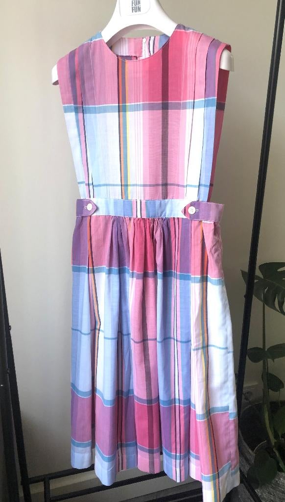 VINTAGE - roze geruit jurkje - 140, Zo goed als nieuw, Jurk of Rok, Vintage, Verzenden