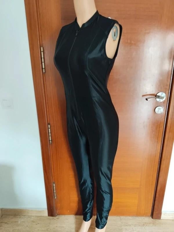 H&M Shiny Jumpsuit met rits, Zwart, maat M, Maat 38/40 (M), H&M, Verzenden, Zwart