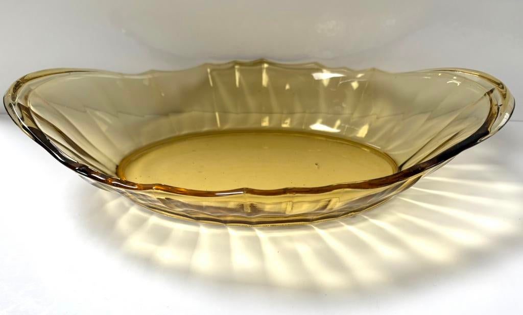 Antieke ambergele persglazen schaal-Art Deco jaren ‘20/‘30, Antiek en Kunst, Ophalen of Verzenden