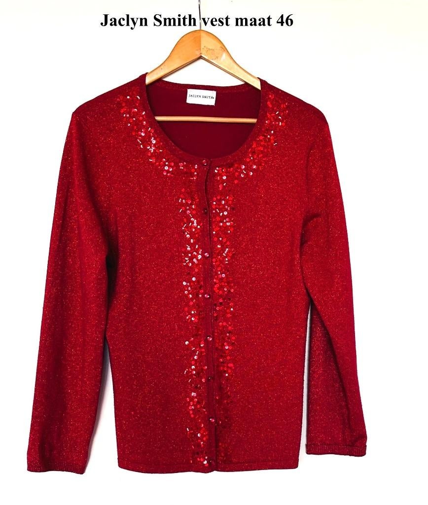 mt 46 Jaclyn Smith Vest Knalrood Lovertjes Pailletjes, Kleding | Dames, Ophalen, Maat 46/48 (XL) of groter, Zo goed als nieuw