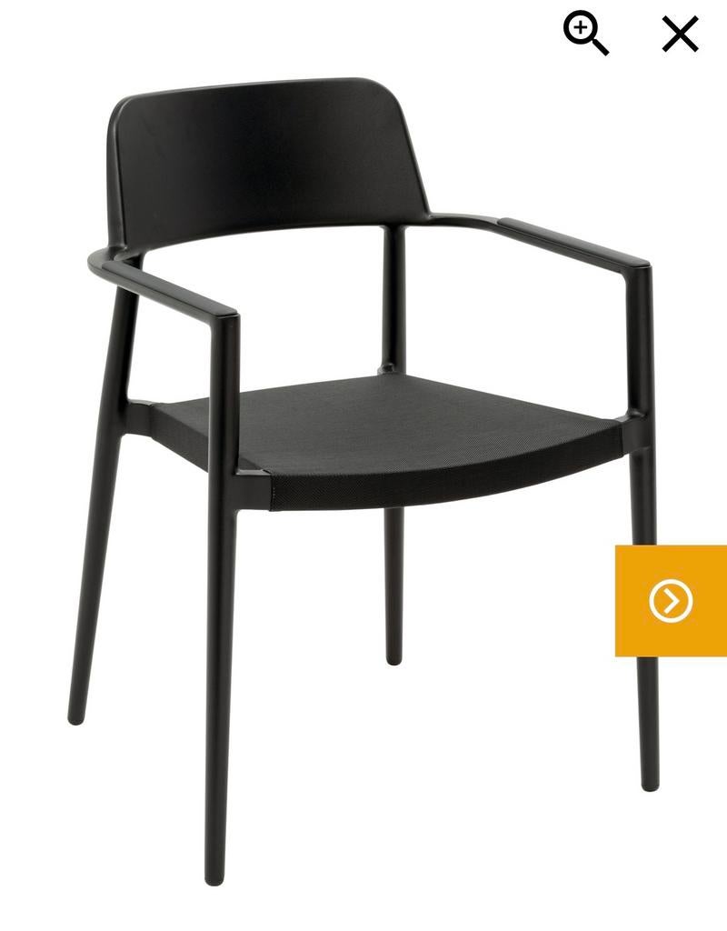 6 Satelliet Roman AC Zwart Tuinstoelen eettafel, Ophalen of Verzenden, Gebruikt, Aluminium, Stapelbaar