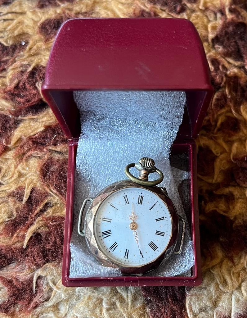 Antiek Zilveren Horloge - Remontoir Cilinder Rubis 6 - 0800, Antiek en Kunst, Antiek | Klokken, Ophalen of Verzenden