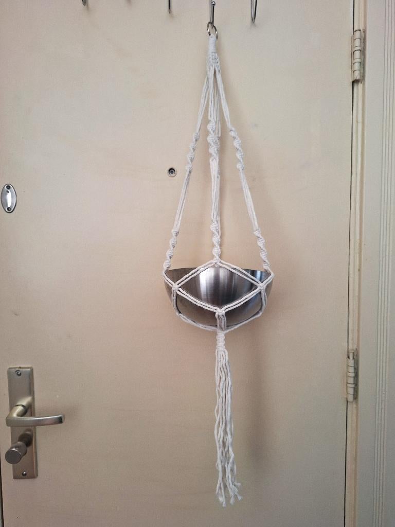 Plantenhanger Macramé wit H 100 cm, nieuw, Ophalen, Overige materialen, Rond, Nieuw