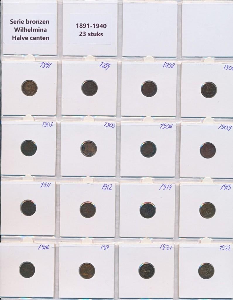 Nederland complete set halve cent 1891-1940 Wilhelmina, Ophalen of Verzenden, Koningin Wilhelmina, Overige waardes, Setje