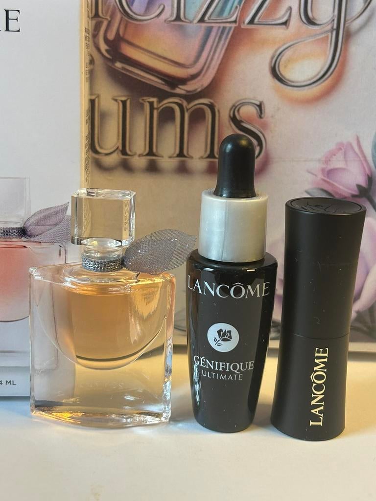 Lancôme - beauty set miniature parfum, lipstick & serum, Ophalen of Verzenden, Nieuw, Lippen, Toebehoren