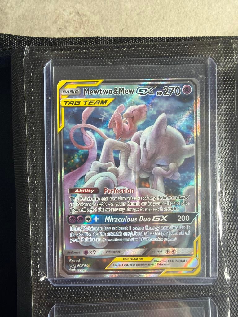 Mewtwo & Mew GX TAG TEAM Pokémon Kaart SM191, Ophalen of Verzenden, Zo goed als nieuw, Losse kaart, Foil