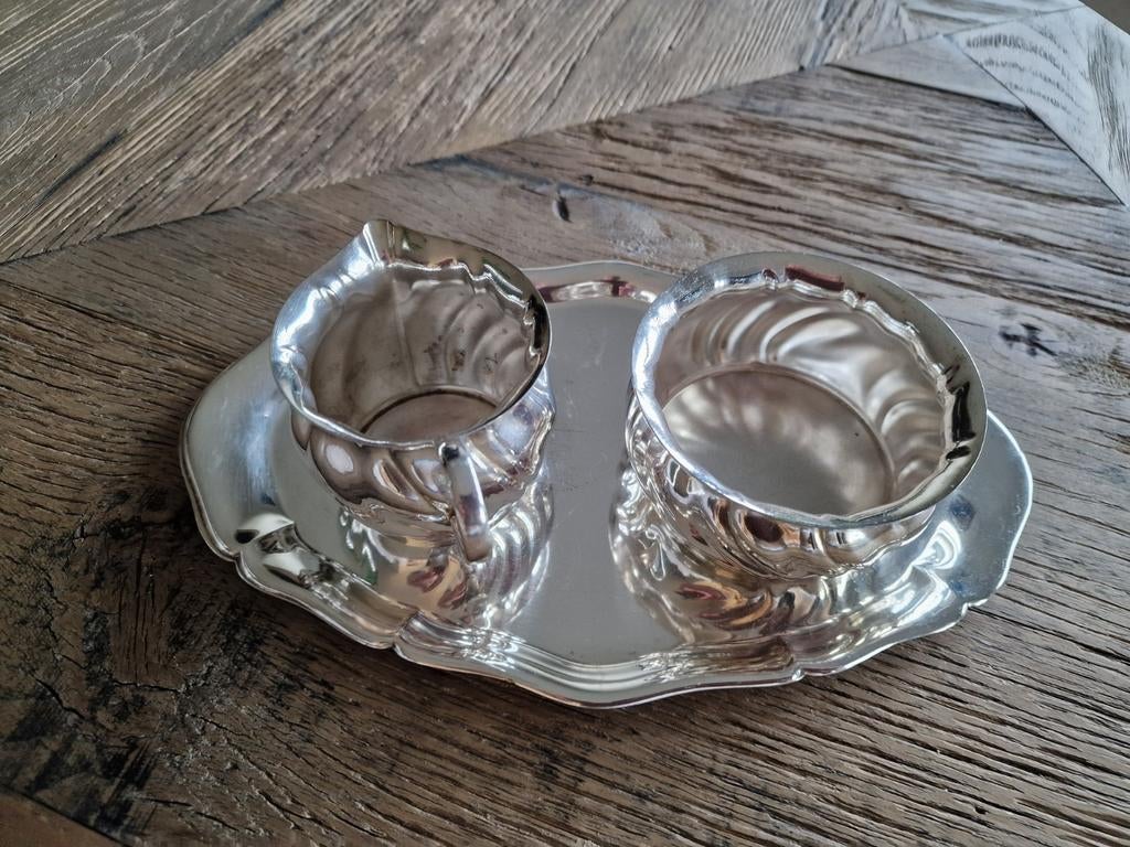 verzilverd roomstel niet gemerkt, Antiek en Kunst, Antiek | Goud en Zilver, Ophalen of Verzenden