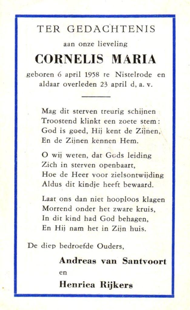 Santvoort van Cornelis Maria 1958 Nistelrode, Ophalen of Verzenden